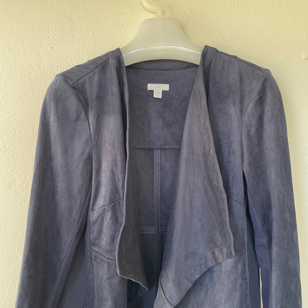J. Jill Size L Navy Blue Super soft Faux suede jacket - Picture 3 of 11